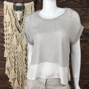 Zara |‎ Jersey Knit Split Hem Tiered Blouse